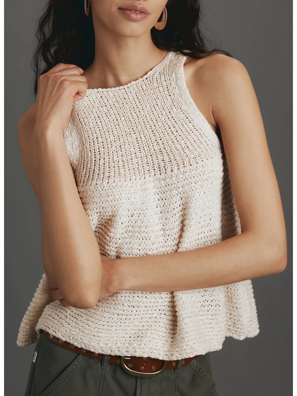 ANTHROPOLOGIE Pilcro Swing Sweater Tank in Cream Small